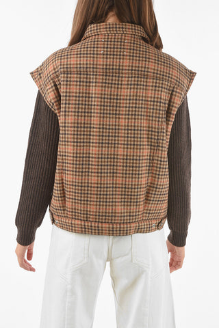 MM1 houndstooth wool sleeveless jacket