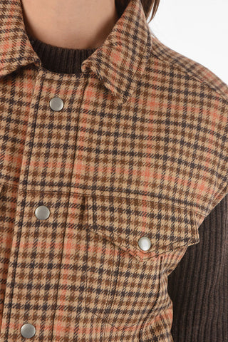 MM1 houndstooth wool sleeveless jacket
