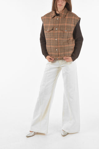 MM1 houndstooth wool sleeveless jacket
