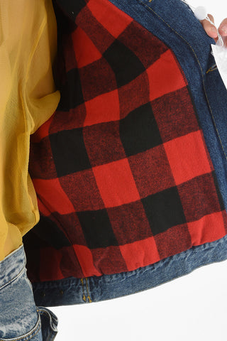 MM1 Giubbotto in Denim Foderato con Interno shephard's check