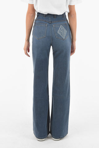 Logoed Back Pocket Palazzo Denims