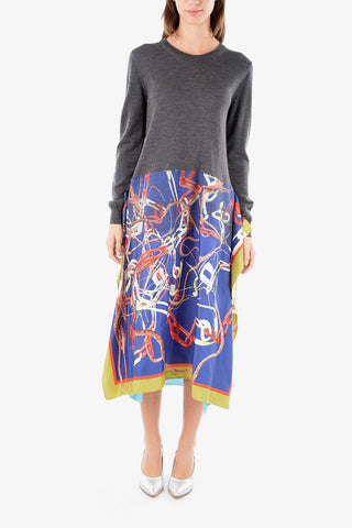 MM0 Abstract Patterned Double-layered Maxi Dress