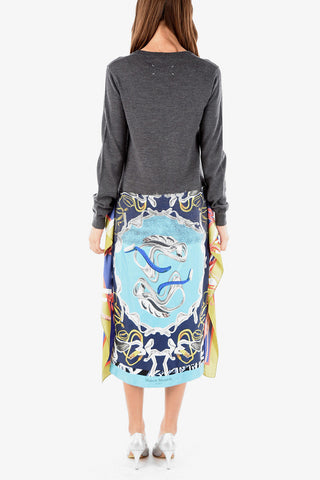 MM0 Abstract Patterned Double-layered Maxi Dress