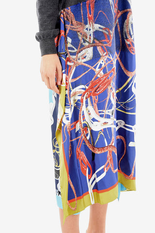 MM0 Abstract Patterned Double-layered Maxi Dress