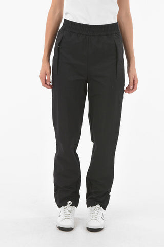 Nylon Track Pants with Lettering Logoed Embroidery