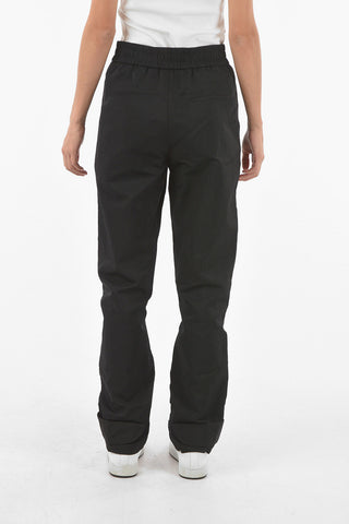 Nylon Track Pants with Lettering Logoed Embroidery