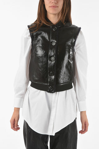 Patent Leather Vest with Faux Fur Lining