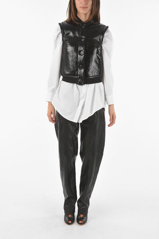 Patent Leather Vest with Faux Fur Lining