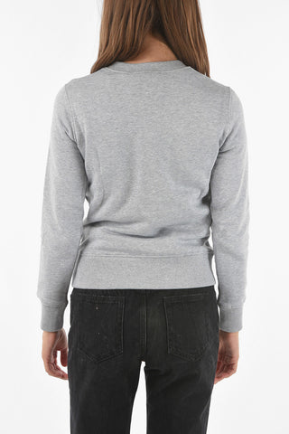 COUTURE Crew Neck Glittered Logo Cotton Sweatshirt