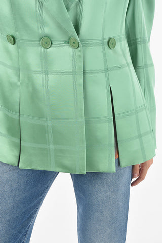 Satin Double-breasted Blazer with Slits
