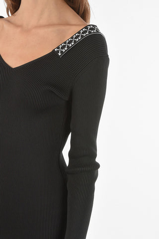 Ribbed BOLD Bodycon Dress with Logoed Band Detail