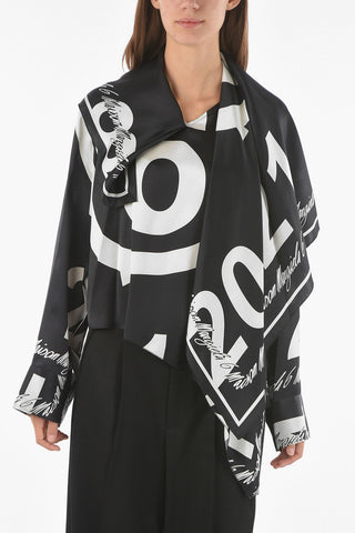MM6 Blusa asimmetrica con logo all over
