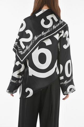 MM6 Blusa asimmetrica con logo all over