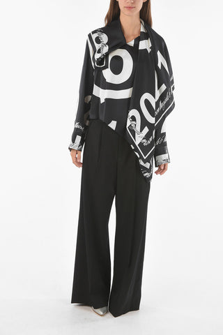 MM6 Blusa asimmetrica con logo all over