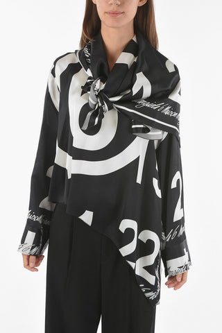 MM6 Blusa asimmetrica con logo all over