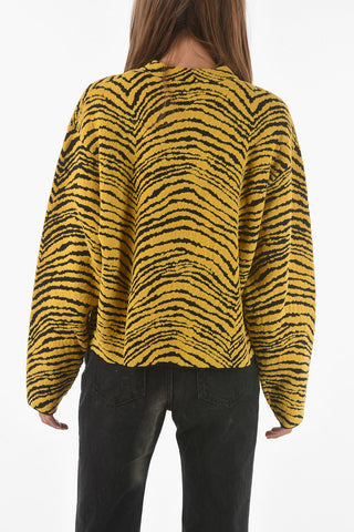 Crew Neck Tiger Patterned Pullover