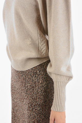 Turtleneck Cashmere Blend Pullover with Puffed Sleeves