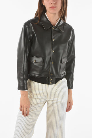 MM0 Tartan Lining Eco-leather Jacket