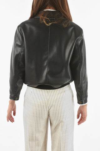 MM0 Tartan Lining Eco-leather Jacket
