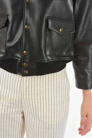 MM0 Tartan Lining Eco-leather Jacket