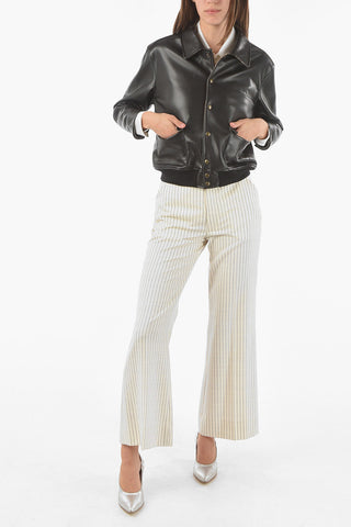 MM0 Tartan Lining Eco-leather Jacket