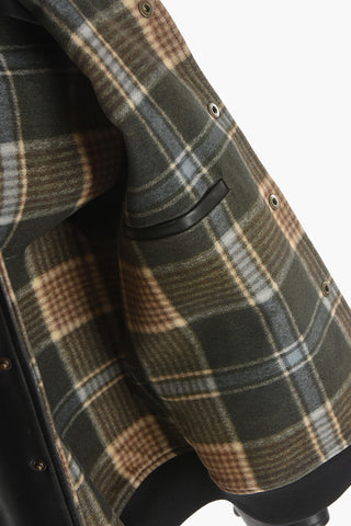 MM0 Tartan Lining Eco-leather Jacket