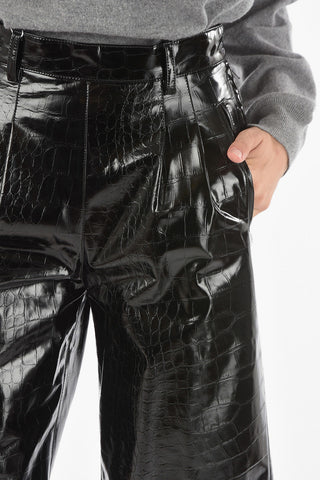 MM0 High Waist Faux Leather Crocodile Effect Shorts 