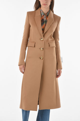 Virgin Wool Blend Tailored Long Coat