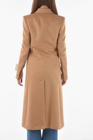 Virgin Wool Blend Tailored Long Coat