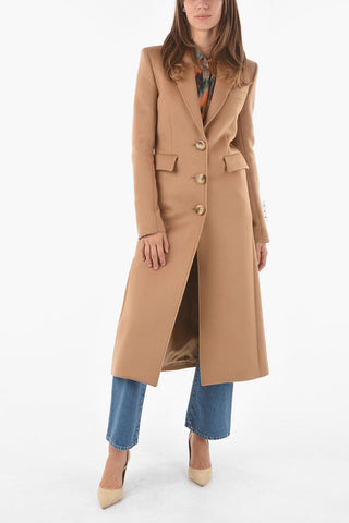 Virgin Wool Blend Tailored Long Coat