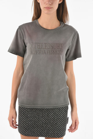 ATHLEISURE Crew Neck Embroidered Cotton T-Shirt