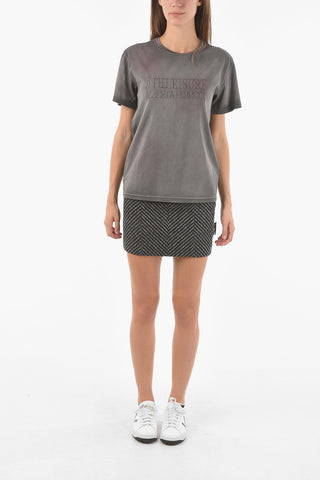 ATHLEISURE Crew Neck Embroidered Cotton T-Shirt