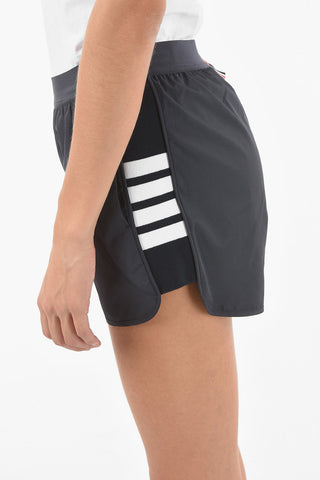 Shorts Running con Bande Laterali in Maglia