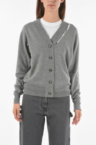 MM4 cut-out detail cashmere cardigan