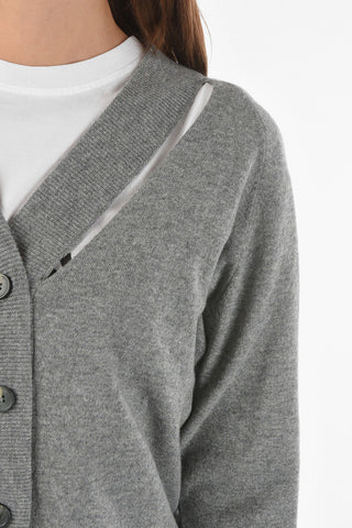 MM4 cut-out detail cashmere cardigan
