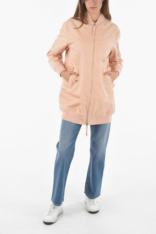 Zip-up Long Bomber with Back L0V3 Y06 Print