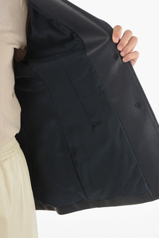Soft Leather Lined Blazer with Padded Shoulders