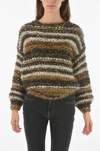 Pullover Girocollo in Misto Mohair con Paillettes All-Over