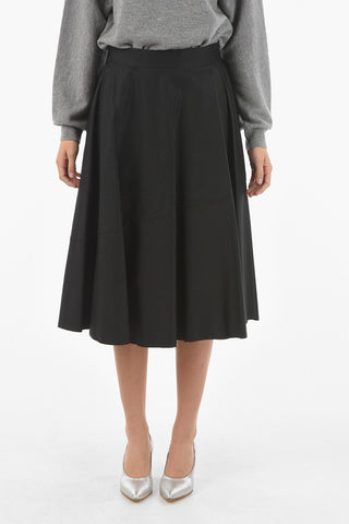 MM6 Elastic Waistband Cotton Flared Skirt