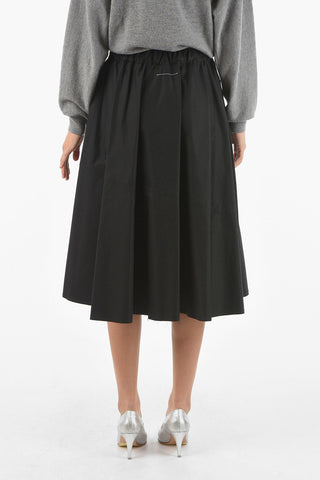 MM6 Elastic Waistband Cotton Flared Skirt