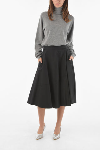 MM6 Elastic Waistband Cotton Flared Skirt