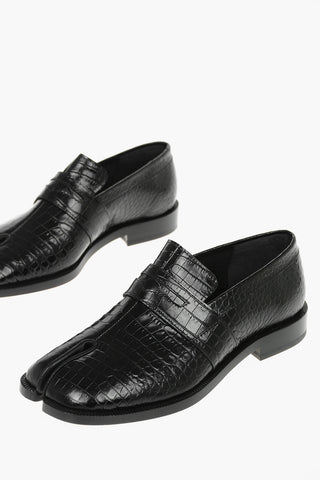 MM22 crocodile effect leather TABI loafers