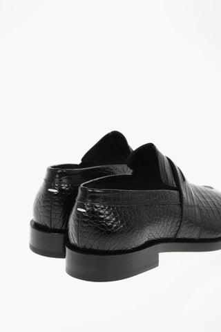 MM22 crocodile effect leather TABI loafers