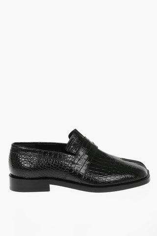 MM22 crocodile effect leather TABI loafers