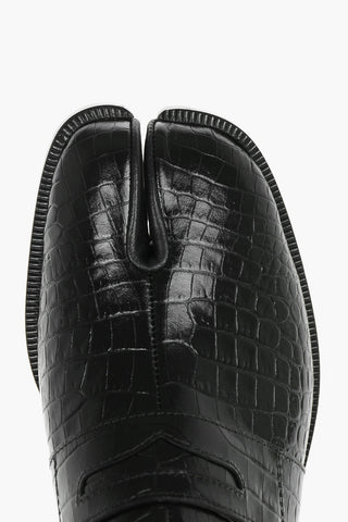 MM22 crocodile effect leather TABI loafers