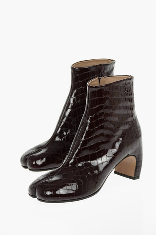 MM22 7,5cm patent Leather crocodile Printed TABI Ankle Boots