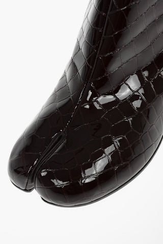 MM22 7,5cm patent Leather crocodile Printed TABI Ankle Boots