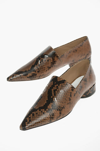 MM22 python effect leather point toe loafers