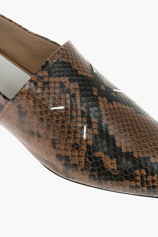 MM22 python effect leather point toe loafers