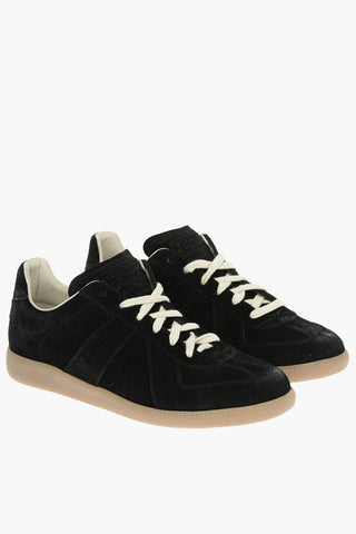 MM22 contrasting strings suede sneakers